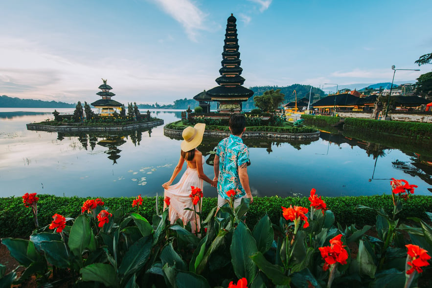 Couple Spending Time at the Ulun Datu Bratan Temple in Bali